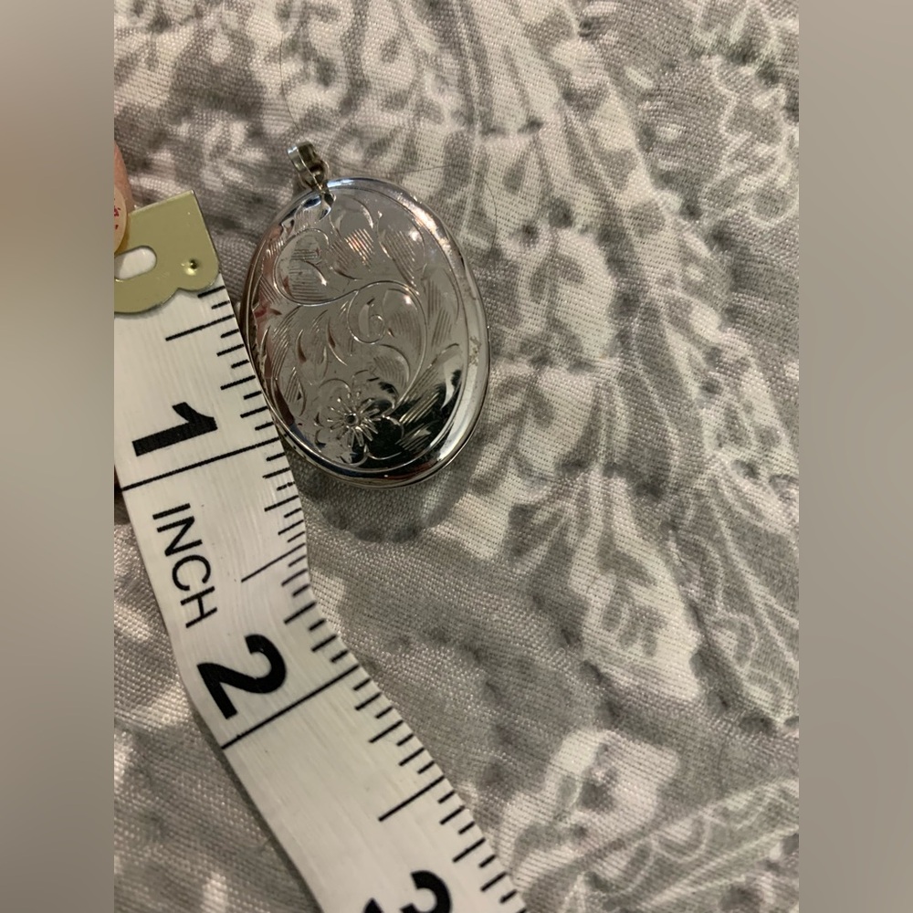 Silver Floral Engraved Locket Pendant
